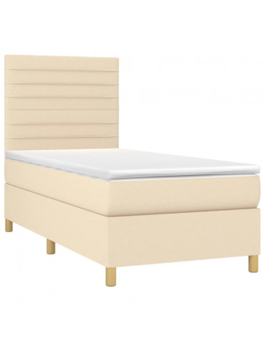 Letto a Molle con Materasso e LED Crema 90x200 cm in Tessuto