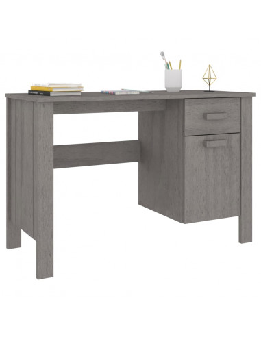 Scrivania HAMAR Grigio Chiaro 113x50x75 cm in Legno di Pino