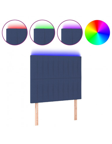 Testiera a LED Blu 100x5x118/128 cm in Tessuto