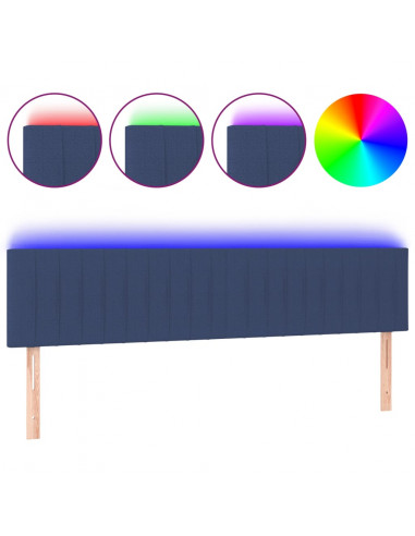 Testiera a LED Blu 180x5x78/88 cm in Tessuto