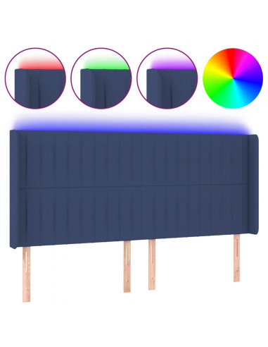 Testiera a LED Blu 203x16x118/128 cm in Tessuto