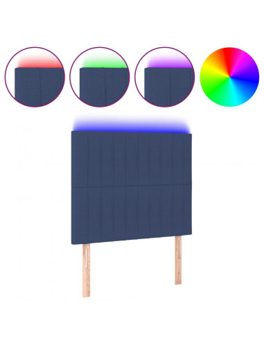 Testiera a LED Blu 90x5x118/128 cm in Tessuto
