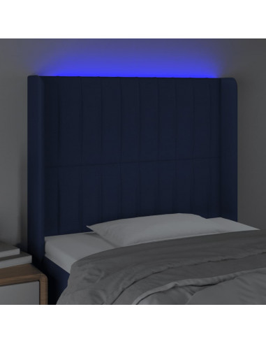 Testiera a LED Blu 93x16x118/128 cm in Tessuto