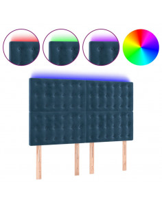 Testiera a LED Blu Scuro 144x5x118/128 cm in Velluto