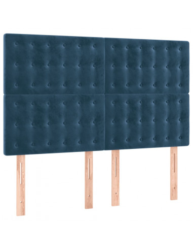 Testiera a LED Blu Scuro 144x5x118/128 cm in Velluto