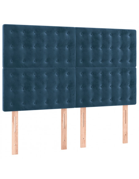 Testiera a LED Blu Scuro 144x5x118/128 cm in Velluto