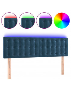 Testiera a LED Blu Scuro 144x5x78/88 cm in Velluto 2