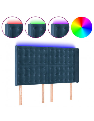 Testiera a LED Blu Scuro 147x16x118/128 cm in Velluto