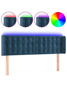 Testiera a LED Blu Scuro 147x16x78/88 cm in Velluto 2