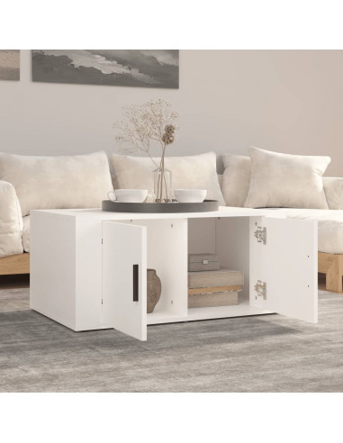 Tavolino da Salotto Bianco 80x50x36 cm in Legno Multistrato