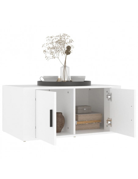Tavolino da Salotto Bianco 80x50x36 cm in Legno Multistrato