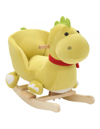 Drago a Dondolo con Schienale in Peluche 60x32x53cm Verde Lime