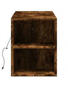 Mobile TV a Parete con Luci LED Rovere Fumo 135x31x39,5 cm 2