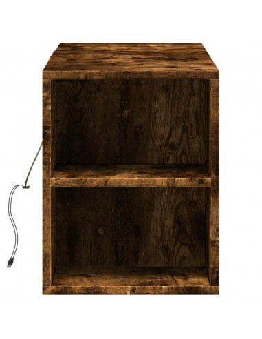 Mobile TV a Parete con Luci LED Rovere Fumo 135x31x39,5 cm