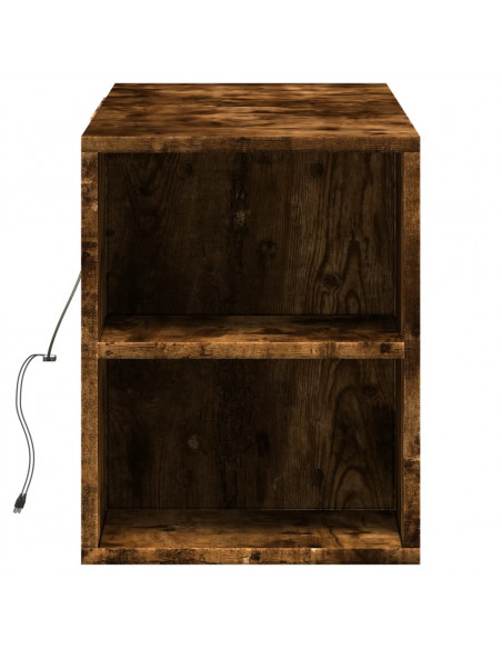 Mobile TV a Parete con Luci LED Rovere Fumo 135x31x39,5 cm