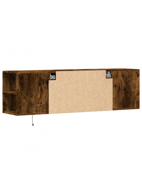 Mobile TV a Parete con Luci LED Rovere Fumo 135x31x39,5 cm