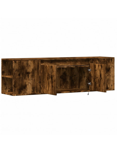 Mobile TV a Parete con Luci LED Rovere Fumo 135x31x39,5 cm