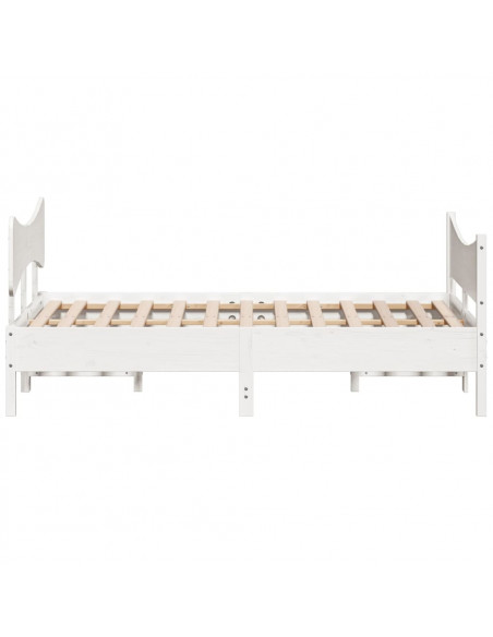 Giroletto con Testiera Bianco 140x190 cm in Legno Massello Pino