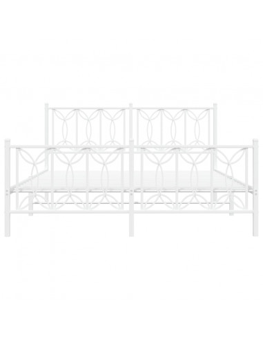 Giroletto con Testiera e Pediera Metallo Bianco 150x200 cm