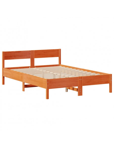 Letto Libreria senza Materasso Marrone Cera 160x200 cm in Pino