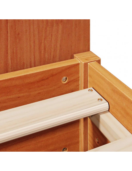Letto Libreria senza Materasso Marrone Cera 160x200 cm in Pino