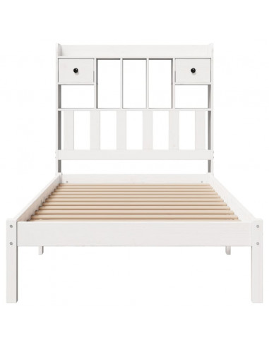 Letto Libreria senza Materasso Bianca 90x200 cm Legno di Pino