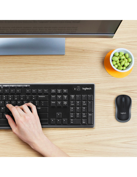 Logitech Wireless Combo MK270 tastiera Mouse incluso Casa RF Wireless QWERTY US International Nero, Argento