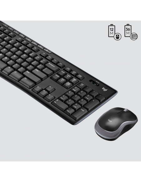 Logitech Wireless Combo MK270 tastiera Mouse incluso Casa RF Wireless QWERTY US International Nero, Argento