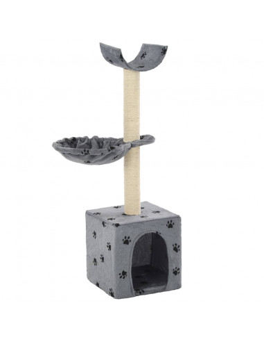 Albero per Gatti Tiragraffi Sisal 105 cm Zampe Stampate Grigio