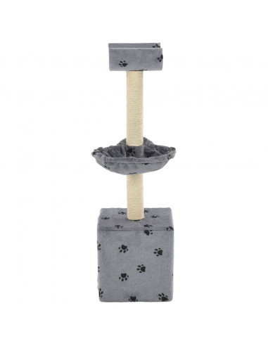Albero per Gatti Tiragraffi Sisal 105 cm Zampe Stampate Grigio