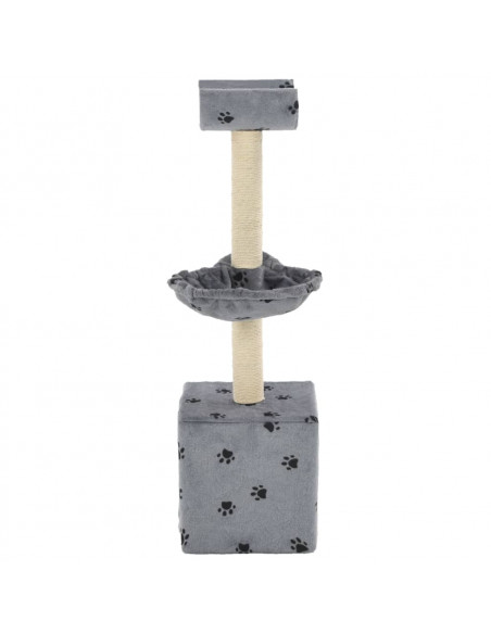 Albero per Gatti Tiragraffi Sisal 105 cm Zampe Stampate Grigio