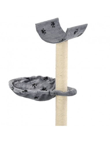 Albero per Gatti Tiragraffi Sisal 105 cm Zampe Stampate Grigio