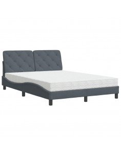 Letto con Materasso Grigio Scuro 140x190 cm in Velluto 2