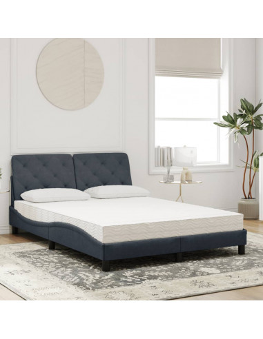 Letto con Materasso Grigio Scuro 140x190 cm in Velluto