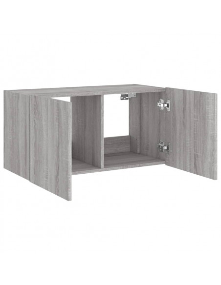 Mobile TV a Parete con Luci LED Grigio Sonoma 80x35x41 cm