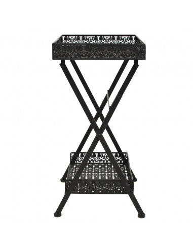 Tavolo da Tè Pieghevole Vintage Metallo 58x35x72 cm Nero