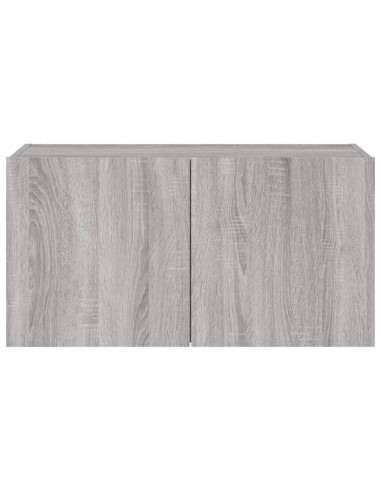 Mobile TV a Parete con Luci LED Grigio Sonoma 80x35x41 cm