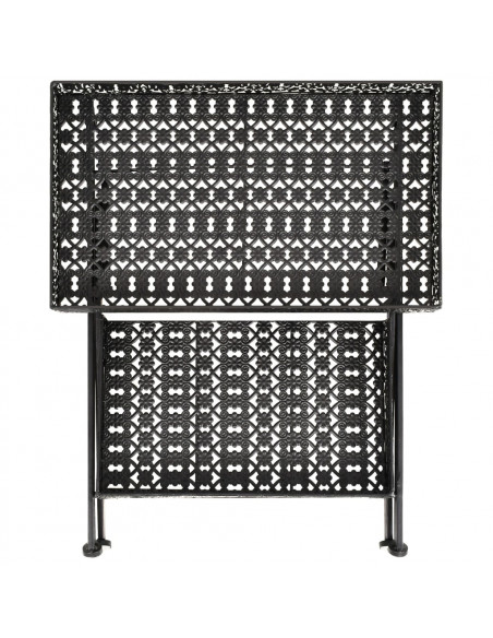 Tavolo da Tè Pieghevole Vintage Metallo 58x35x72 cm Nero