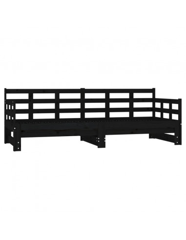 Dormeuse Estraibile Nera in Legno Massello di Pino 2x(90x190)cm