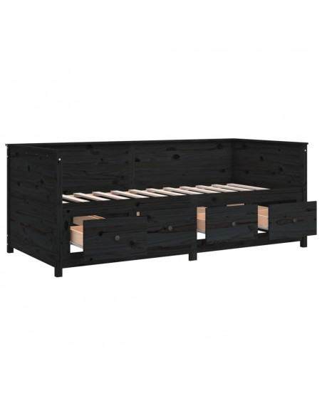 Dormeuse Nera 90x190 cm in Legno Massello di Pino