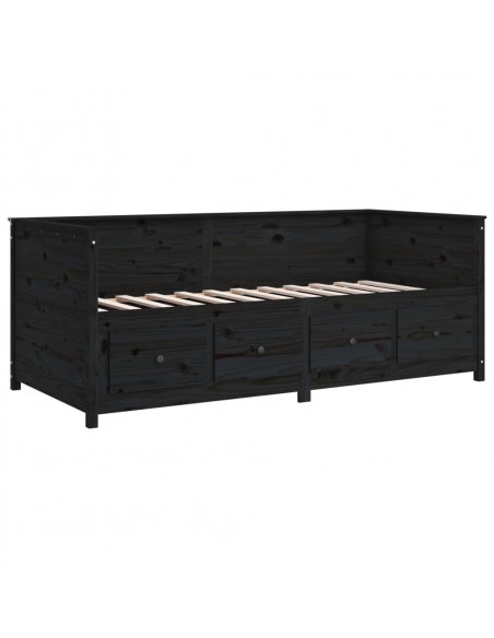 Dormeuse Nera 90x190 cm in Legno Massello di Pino