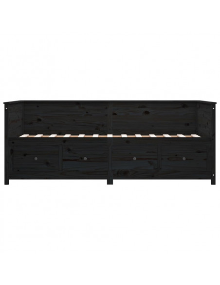 Dormeuse Nera 90x190 cm in Legno Massello di Pino