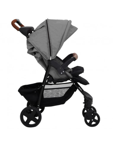 Passeggino 2 in 1 Grigio Chiaro in Acciaio