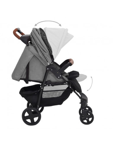 Passeggino 2 in 1 Grigio Chiaro in Acciaio