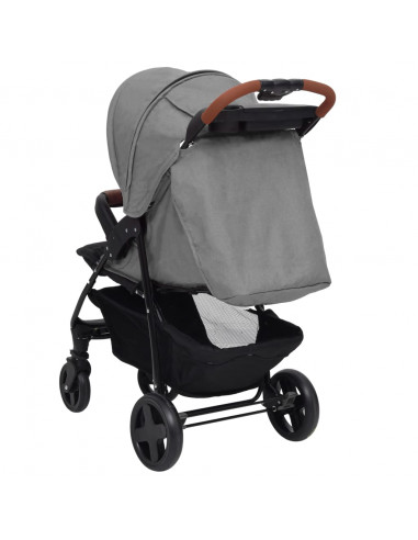 Passeggino 2 in 1 Grigio Chiaro in Acciaio
