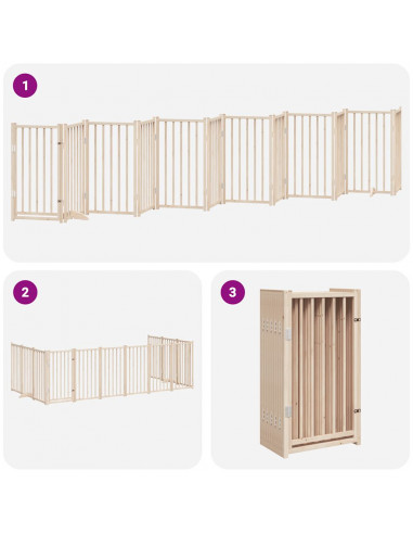 Cancello per Cani Porta Pieghevole 12 Pannelli 300 cm in Pioppo