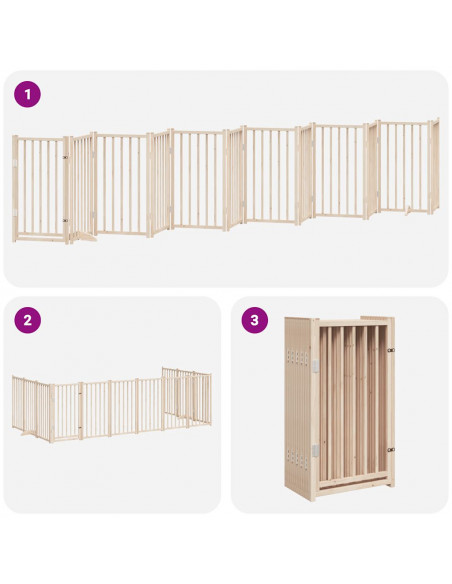 Cancello per Cani Porta Pieghevole 12 Pannelli 300 cm in Pioppo