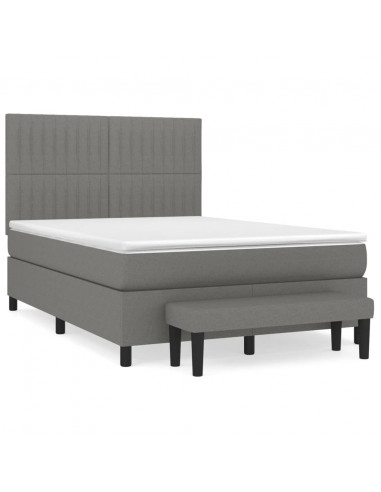 Giroletto a Molle con Materasso Grigio Scuro 140x200cm Tessuto