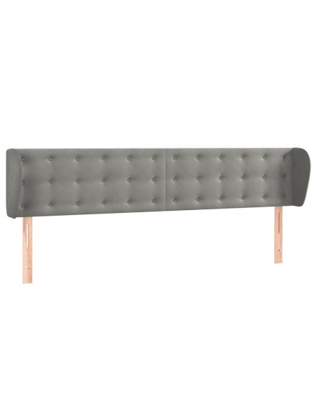 Testiera ad Orecchio Grigio Chiaro 203x23x78/88 cm in Velluto