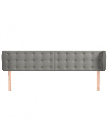 Testiera ad Orecchio Grigio Chiaro 203x23x78/88 cm in Velluto
